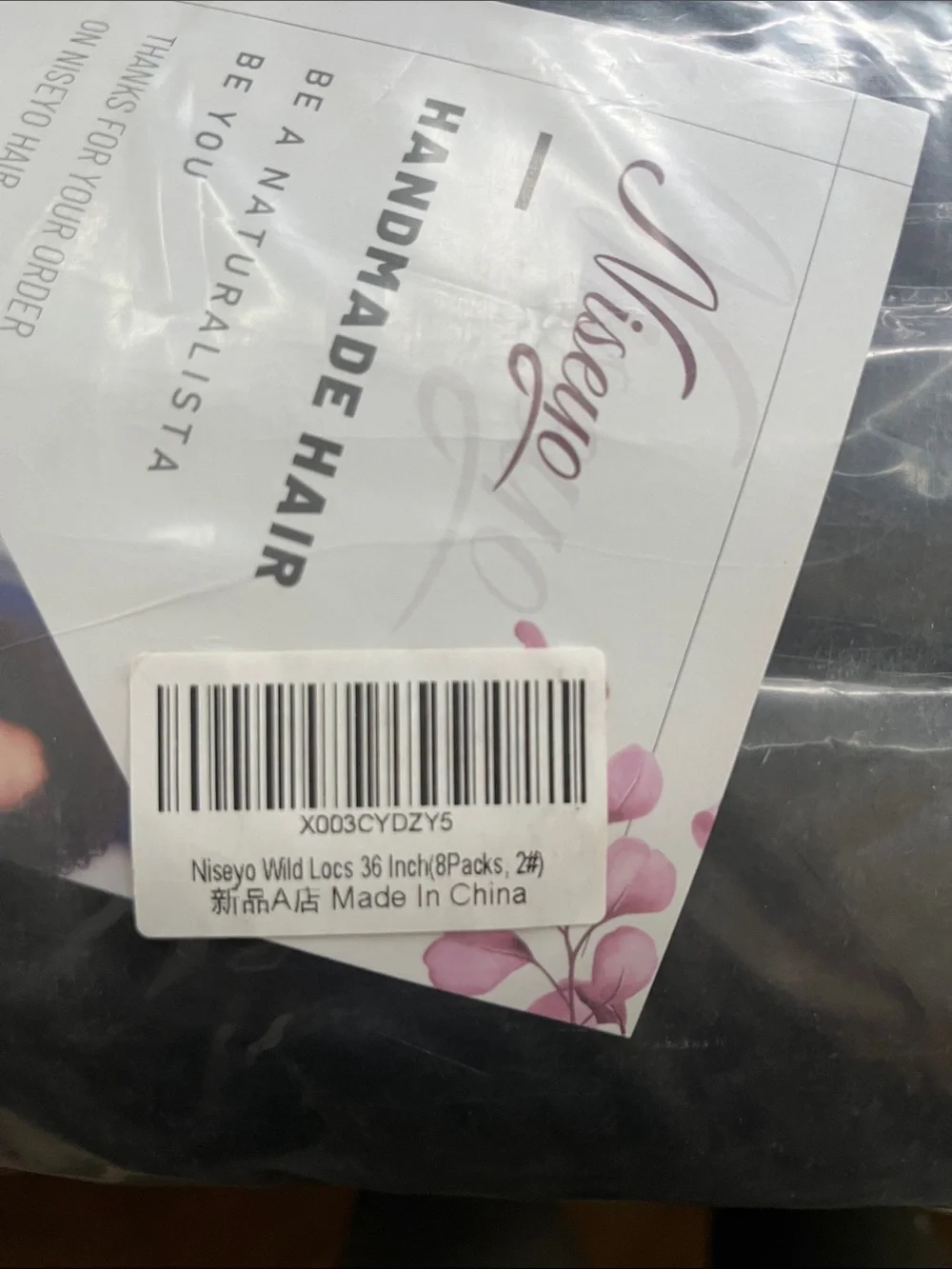 Handmade Hair - Black Braided Hair Extension Locs 36” 8 packs in each pack.